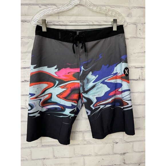 HURLEY Phantom Voodoo Swim Board Shorts Men’s Size‎ 28 Black Pink Aqua - Picture 1 of 11